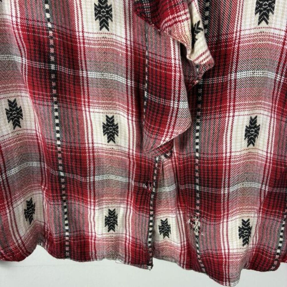 Vintage‎ Cabin Western Southwestern Red Rodeo Womens Top Sz L Ruffle Long Sleeve - Picture 5 of 7